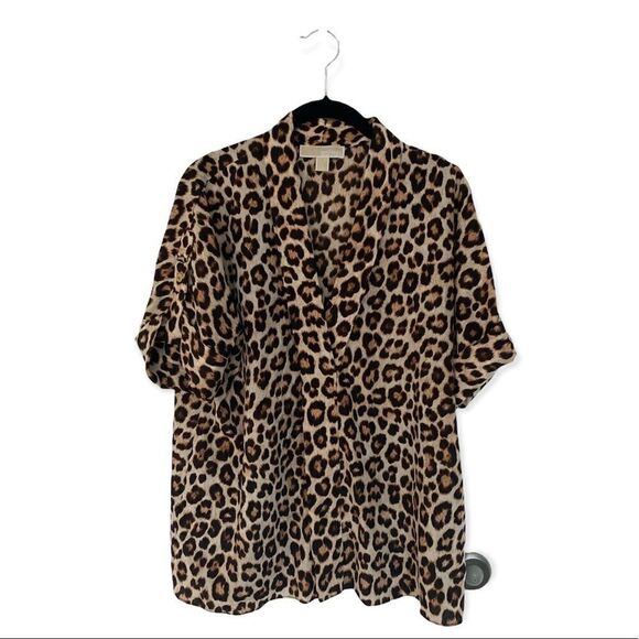 Michael Michael Kors SZ L leopard blouse - Picture 2 of 6